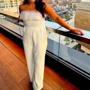 Altard state feather trim jumpsuit